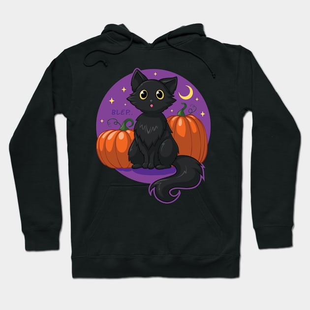 Kitty Blep and Pumpkins Hoodie by Sage Hart